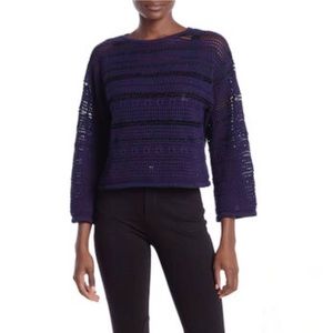 CENY Open Knit Navy Blue Top Medium New with Tags